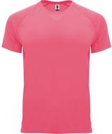 Bahrain miesten lyhythihainen urheilu-t-paita, neon-vaaleanpunainen liikelahja logopainatuksella
